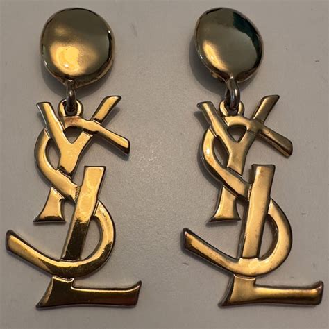 boucle d'oreille yves saint laurent logo|Vintage BOUCLES D’OREILLES YVES.